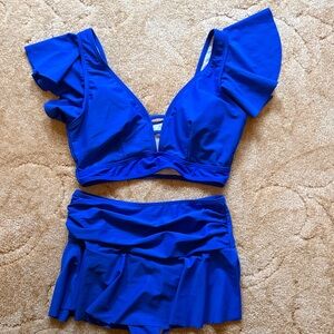 Blue Ruffled Bikini Set